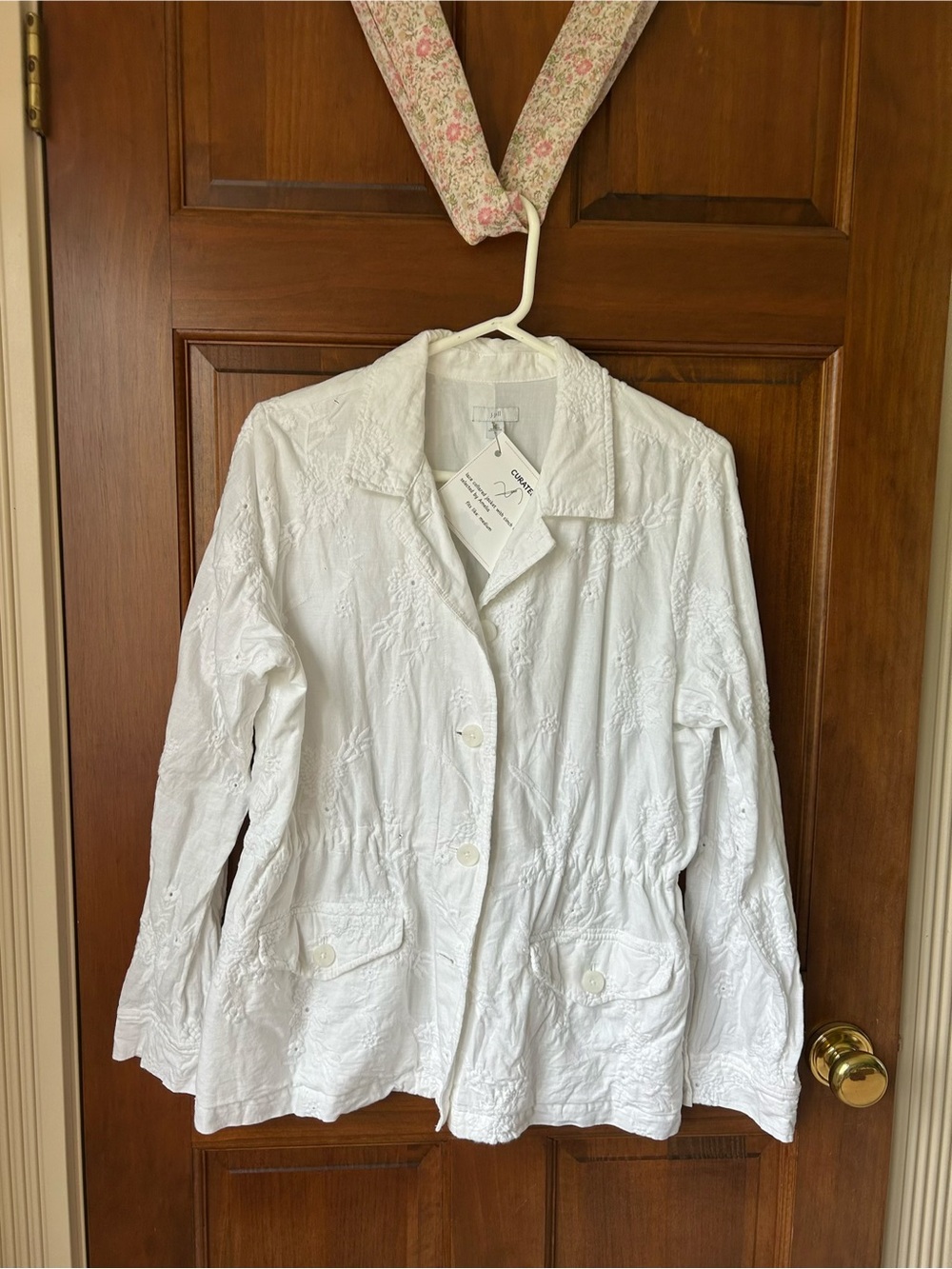 J. Jill White Embroidered Button Jacket